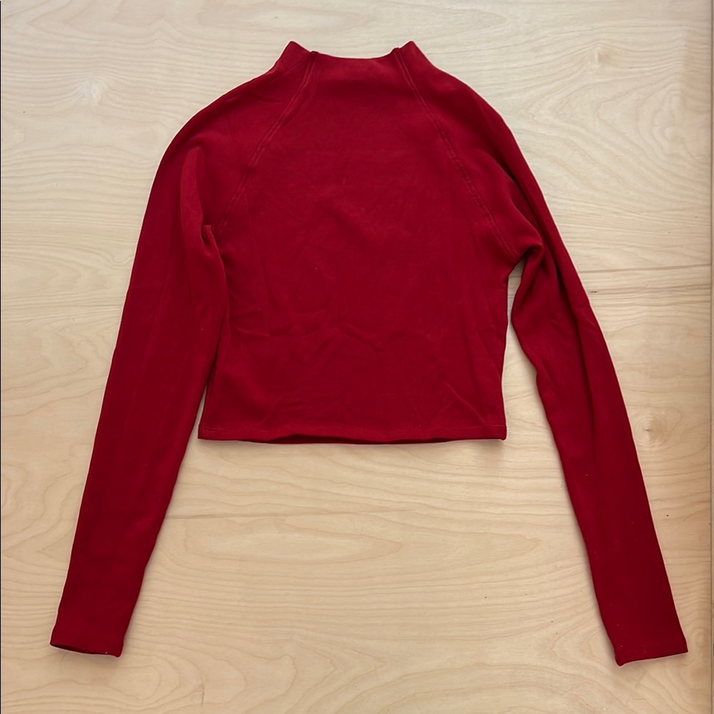 Zara Red Fitted Crop Blouse